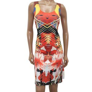 ANIMAPOP Reversible Bunnies / Colorful Geometric Abstract Bodycon Dress M-L